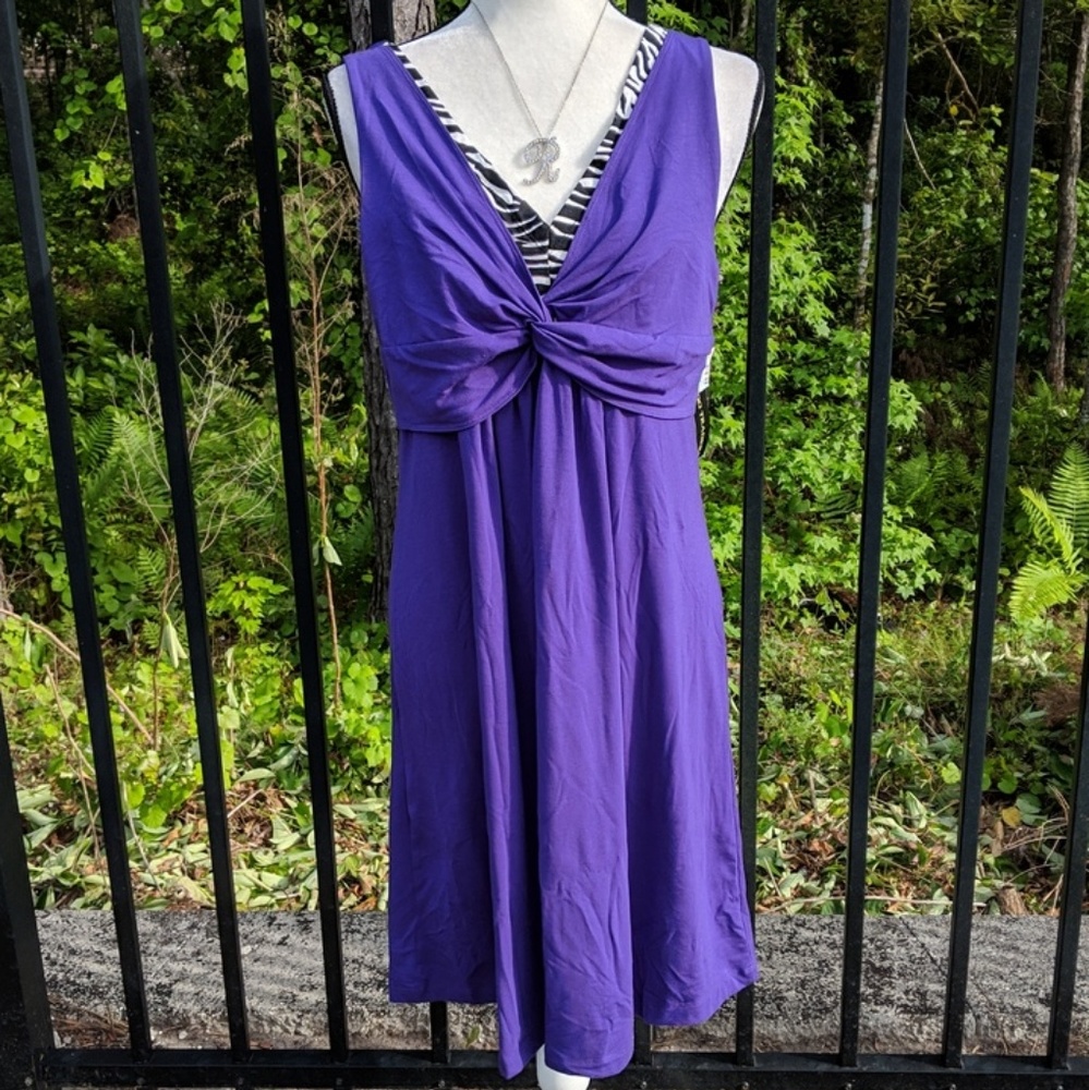 New Purple/zebra twist bodice dress